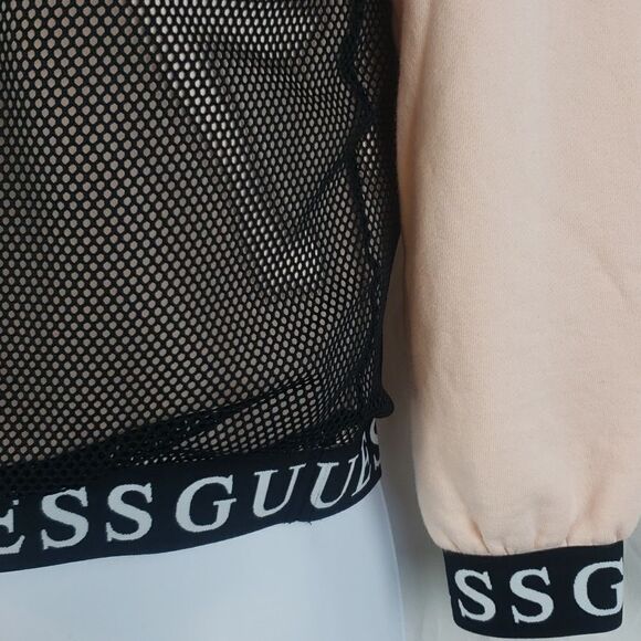 Guess Women's 10 Mesh & Pink Cropped Sweater - Picture 5 of 14